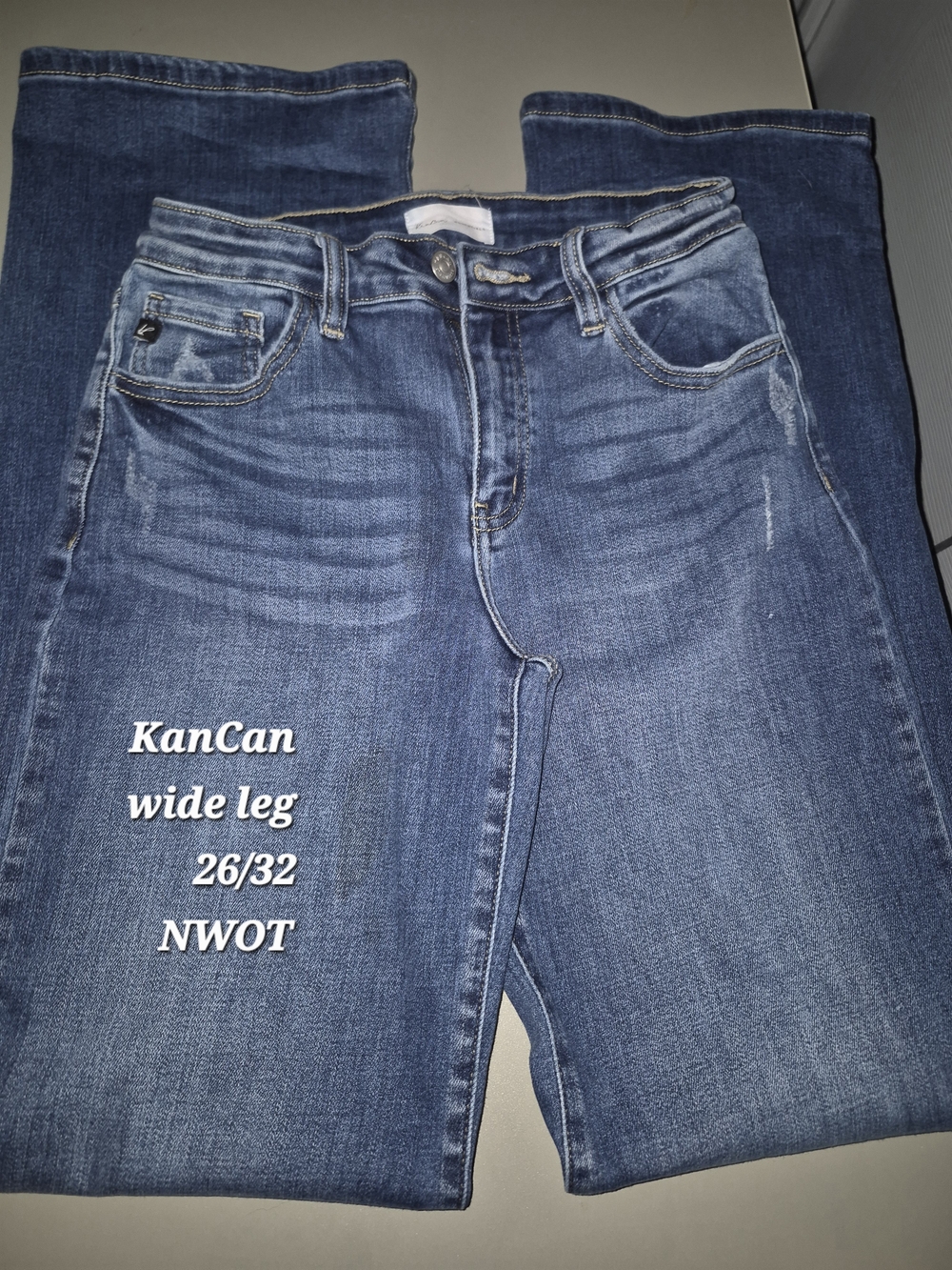 KanCan Wide Leg Jeans in Medium Blue Wash